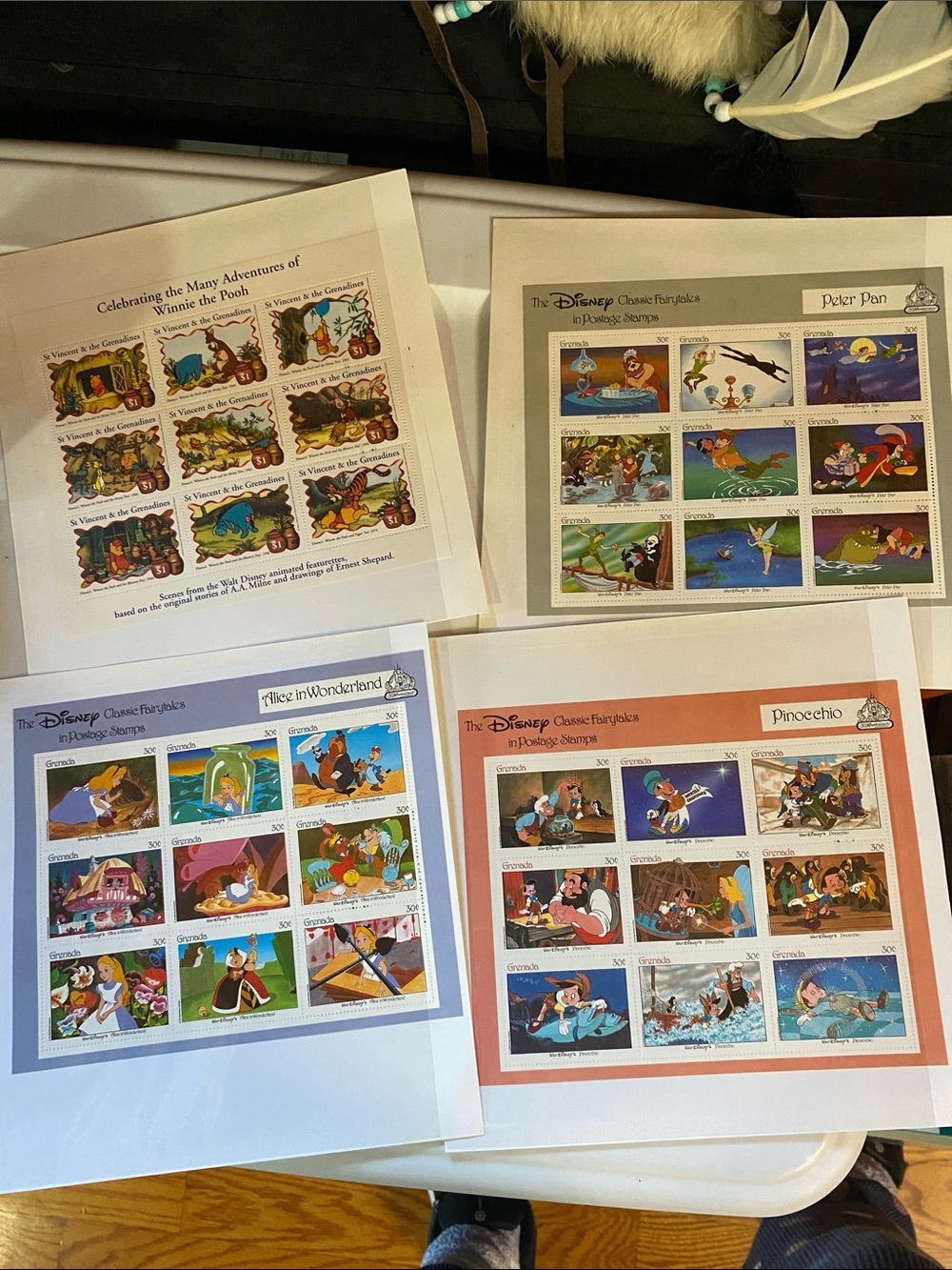 Vintage Disney stamp collection! 3 from 1987 and 1 from 1998